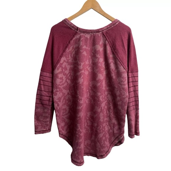 FREE PEOPLE Sz Large Bed Of Roses Jacquard Tunic Side Zip Sweatshirt Lace print - Picture 3 of 9